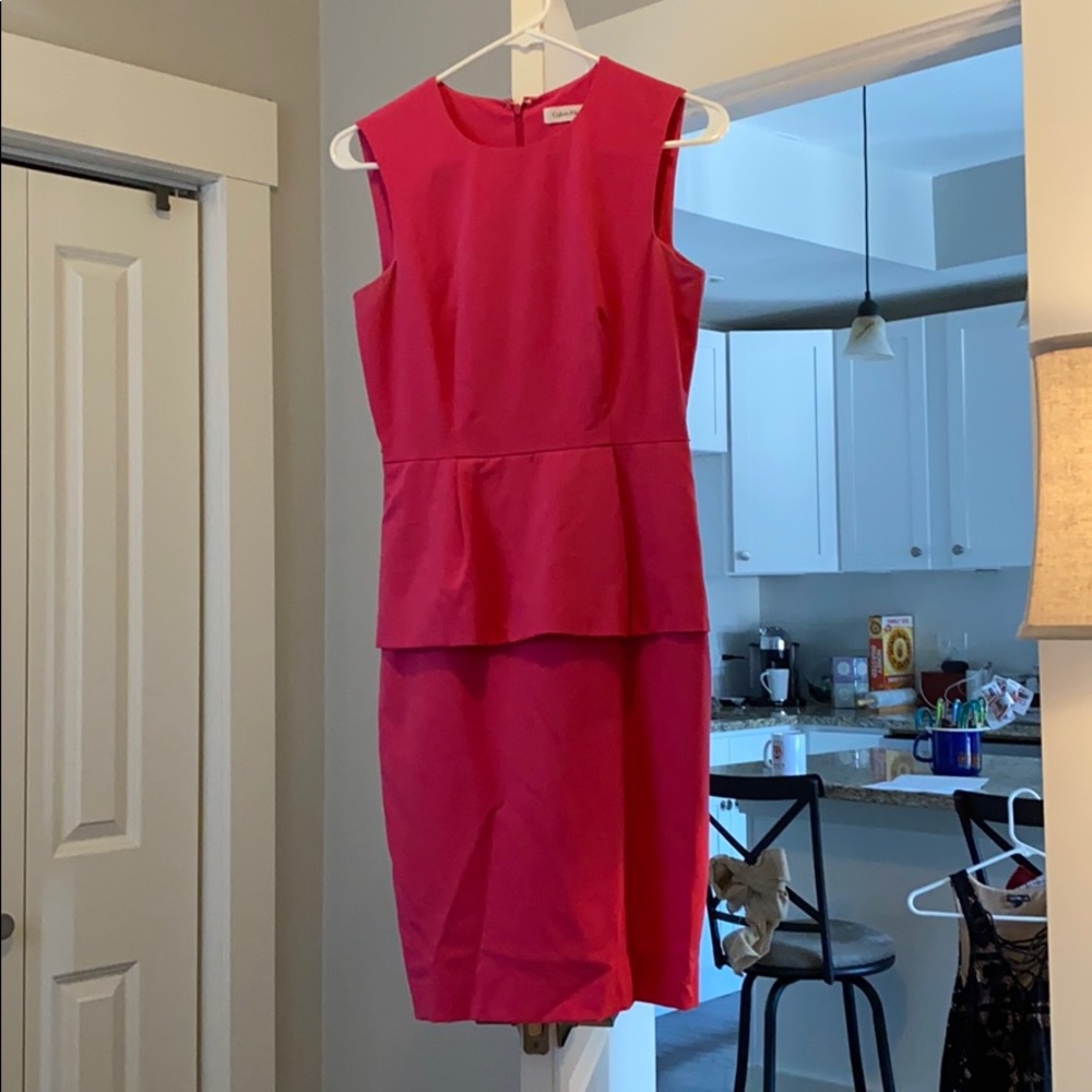 Calvin Klein pink peplum dress